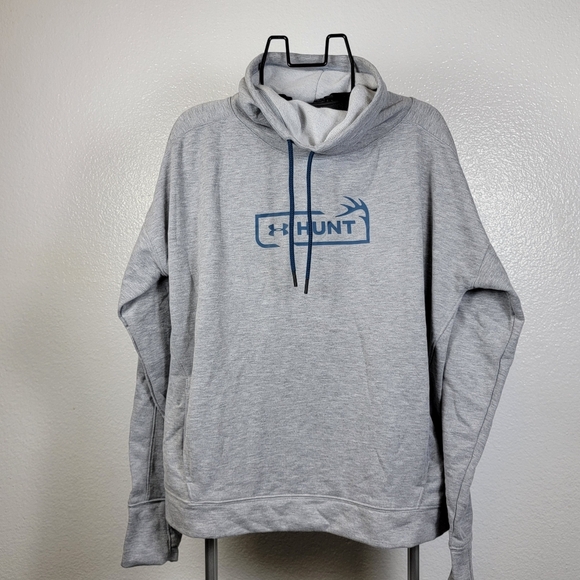 Under Armour Light Gray Hoodie with Navy Accents Size XL - Picture 1 of 9